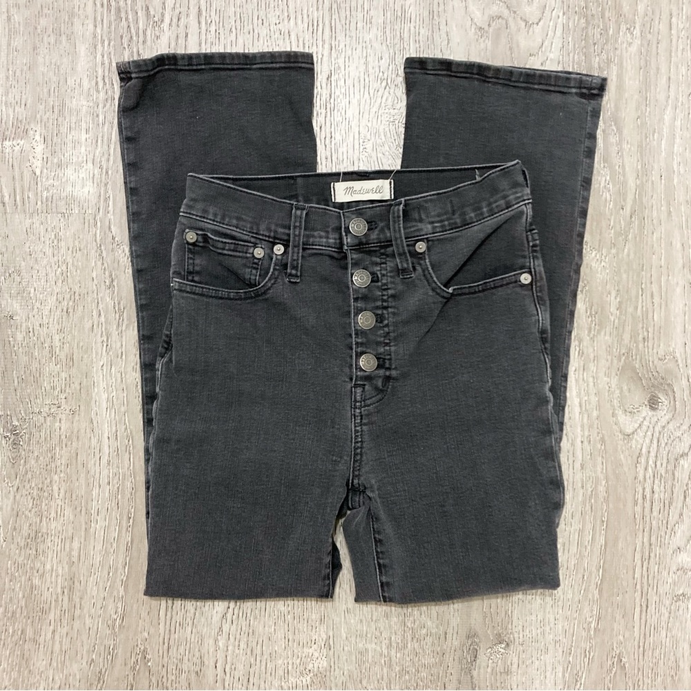Madewell Cali Demi Boot Jeans Button Front Bellspring Wash Black Size 25 - Picture 4 of 12